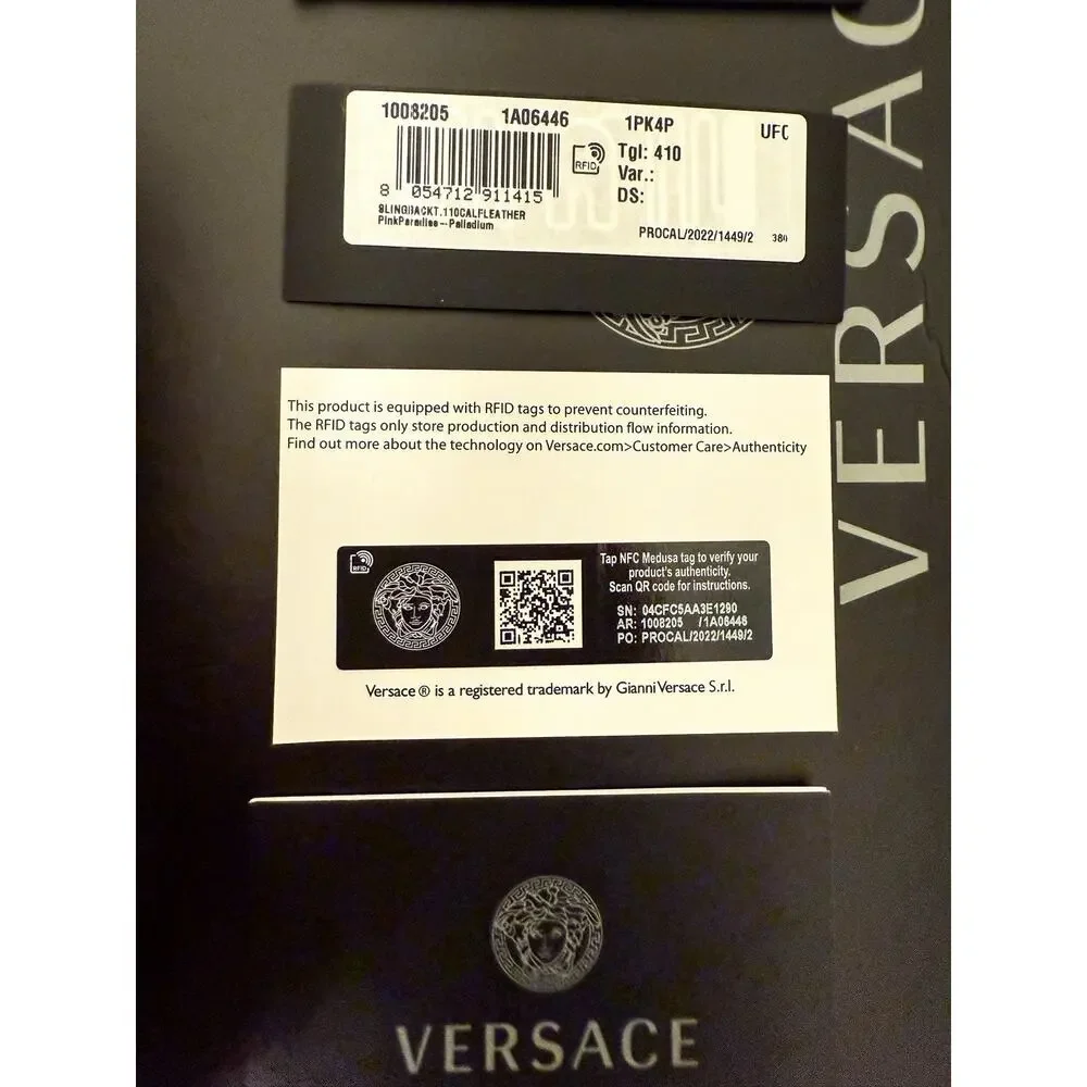 $1575 Sz EU 41 US 11 Versace Lace Slingback Pink Heels Leather